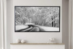 Detail view of artwork from Samsung Frame TV Art 4K Forest Trail in the Winter Landscape Digital Painting. Instant Download Snow Art for Samsung Frame TV. Art for TV. (variation 2)