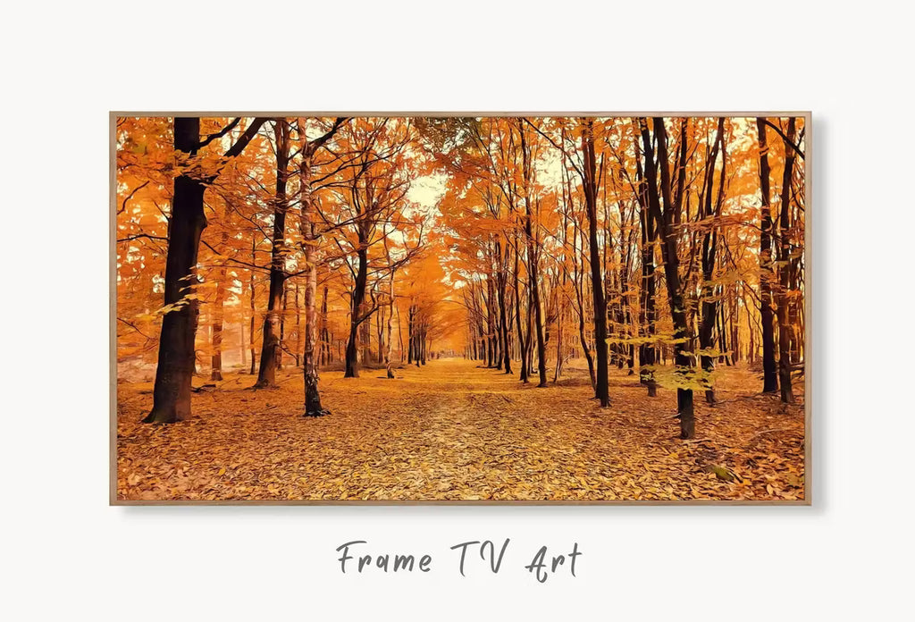 Samsung Frame TV Art 4K Forest Trail Scenery Fall Landscape Digital Painting. Instant Download Autumn Art for Samsung Frame TV. Art for TV – Frame TV  Art