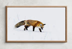 Detail view of artwork from Samsung Frame TV Art 4K Fox Walking in Snow Digital Painting. Instant Download. Fox Wall Art for the Samsung Frame TV. Red Fox Art for TV. (variation 2)
