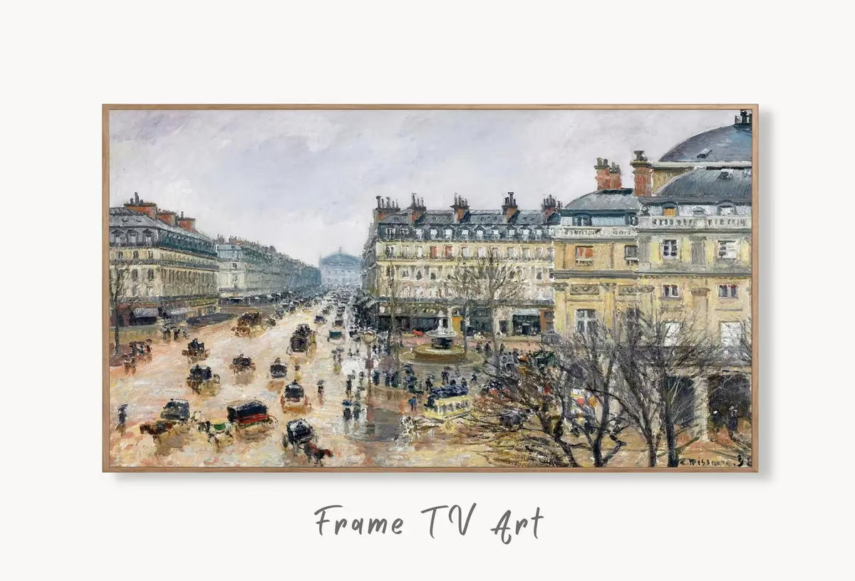 Samsung Frame TV Art 4K French Theater Square in Paris Vintage Famous Landscape Oil Painting. Instant Download Art for Frame TV Art for Tv – Frame TV  Art