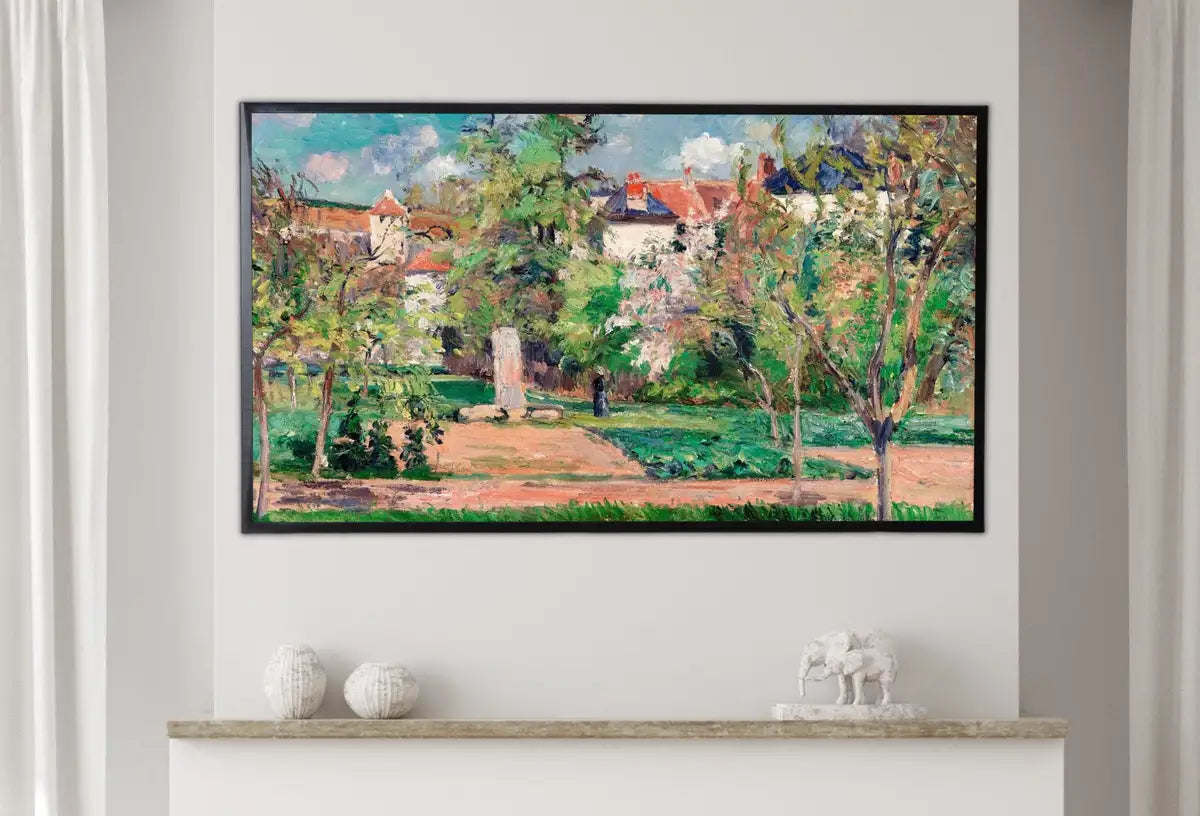 Detail view of artwork from Samsung Frame TV Art 4K Garden in the Sun Famous French Countryside Painting. Instant Download Landscape Art for Frame TV. Vintage Wall Art. (variation 1)