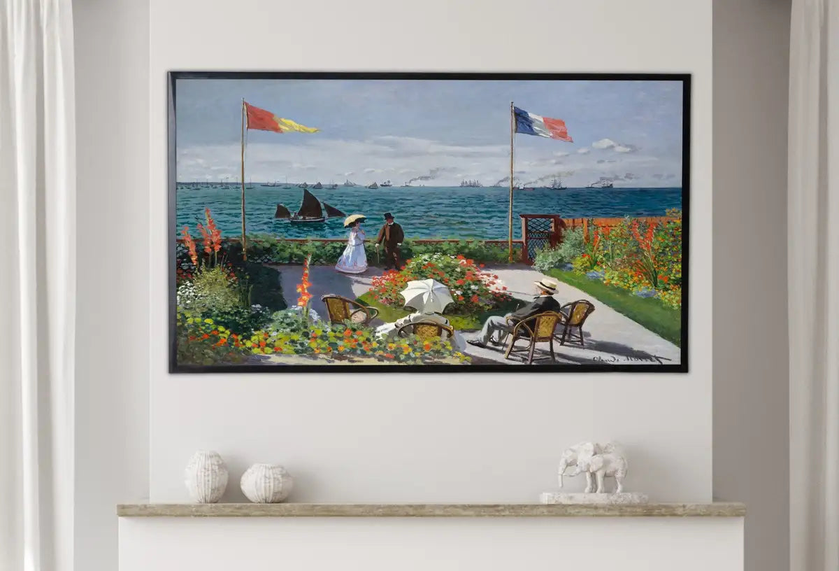 Detail view of artwork from Samsung Frame TV Art 4K Garden & Seascape Famous Painting. Instant Download Vintage Art for Samsung Frame TV. Claude Monet Art for TV. (variation 2)