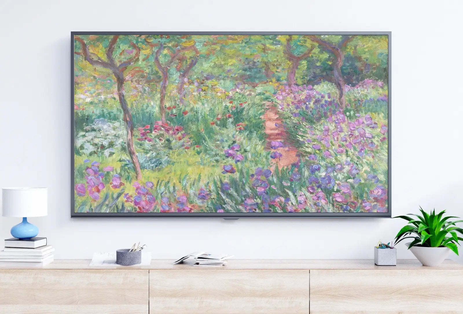 Samsung Frame TV Art 4K Garden with Irises Famous Claude Monet Painting. Instant Download Landscape Wall Art for Frame TV. Vintage Wall Art – Frame TV Digital Download Art – Digital Download