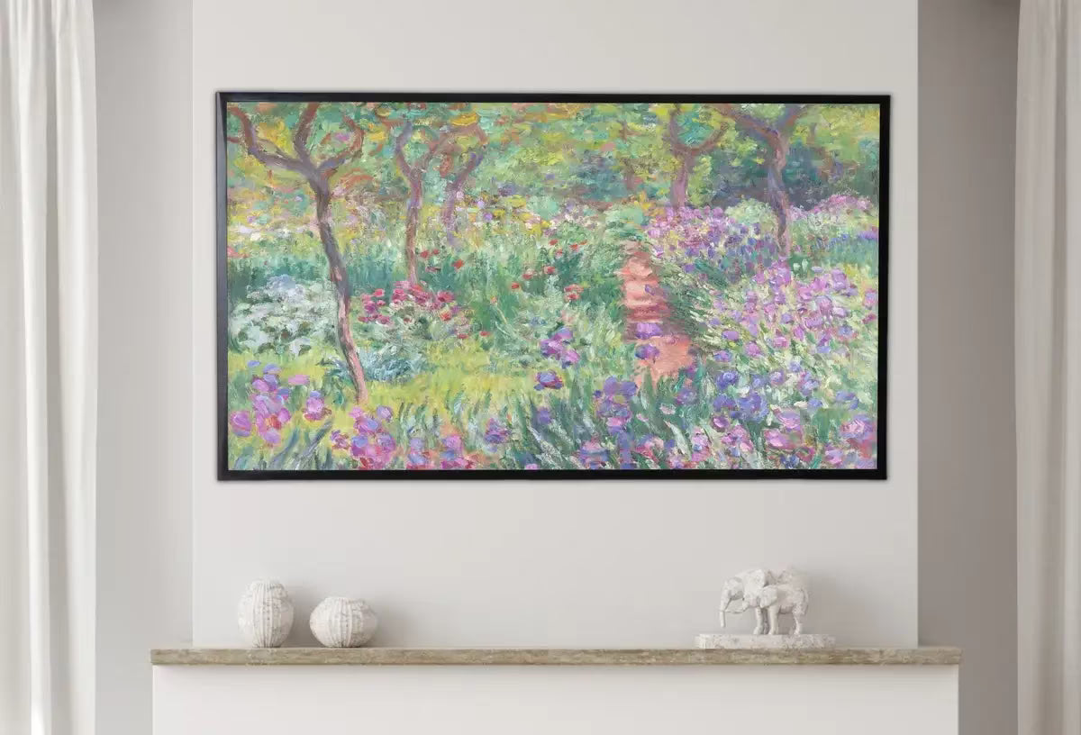 Samsung Frame TV Art 4K Garden with Irises Famous Claude Monet Painting. Instant Download Landscape Wall Art for Frame TV. Vintage Wall Art – Frame TV  Art