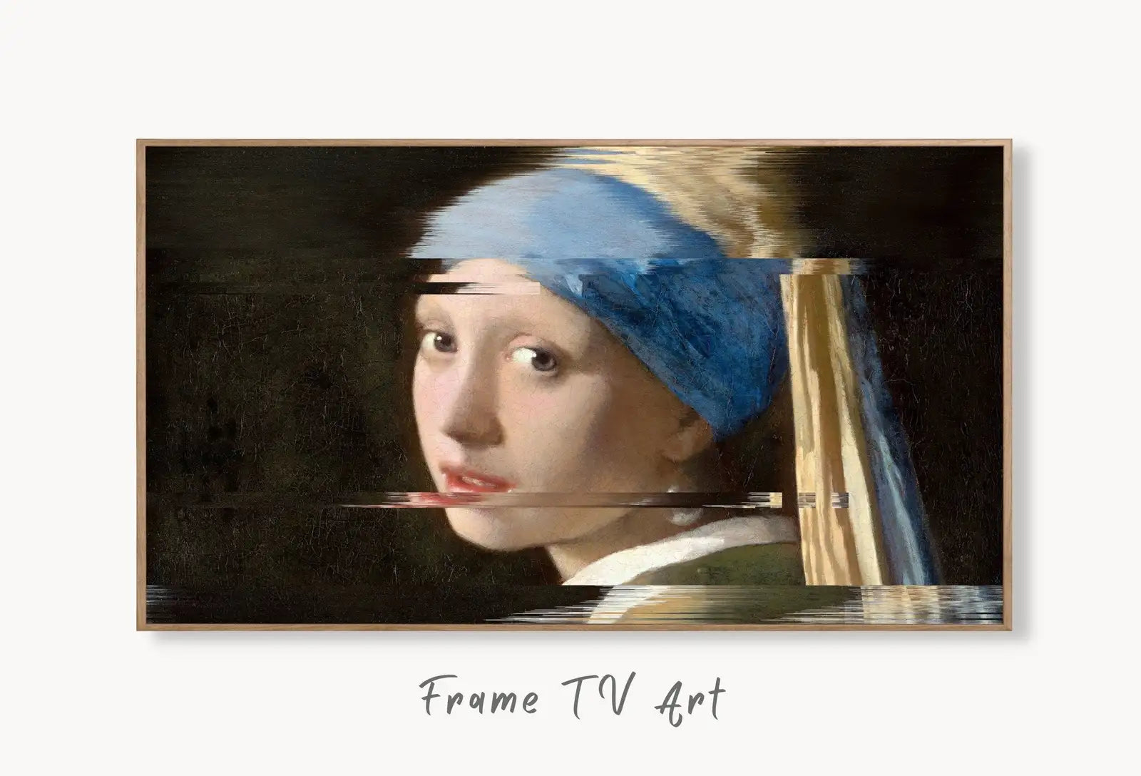 Art de Frame TV Samsung 4K, fille à la perle, peinture classique modifiée. Art glitch pour Frame TV. Décoration d’intérieur vintage modifiée. Art de Frame TV