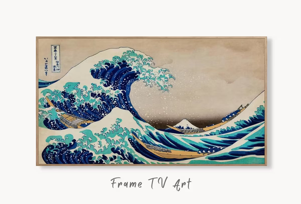 Samsung Frame TV Art 4K Great Wave off Kanagawa Japanese Wall Art. Instant Download Antique Japanese Art for the Frame TV. Vintage Wall Art – Frame TV  Art