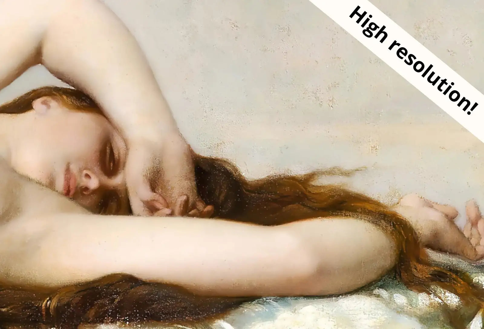 Detail view of artwork from Samsung Frame TV Art 4K Greek Mythology Art Birth of Venus Vintage Painting. Instant Download Antique Nude Greek Goddess Art for Frame TV. (variation 1)
