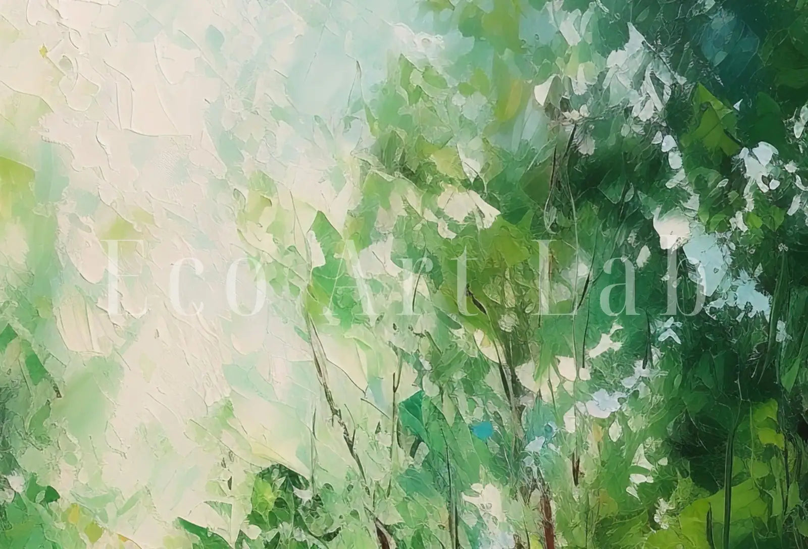 Detail view of artwork from Samsung Frame TV Art 4K Green Forest Abstract Textured Landscape Painting. Instant Download. Forest Art for Samsung Frame TV. Art for TV. (variation 1)