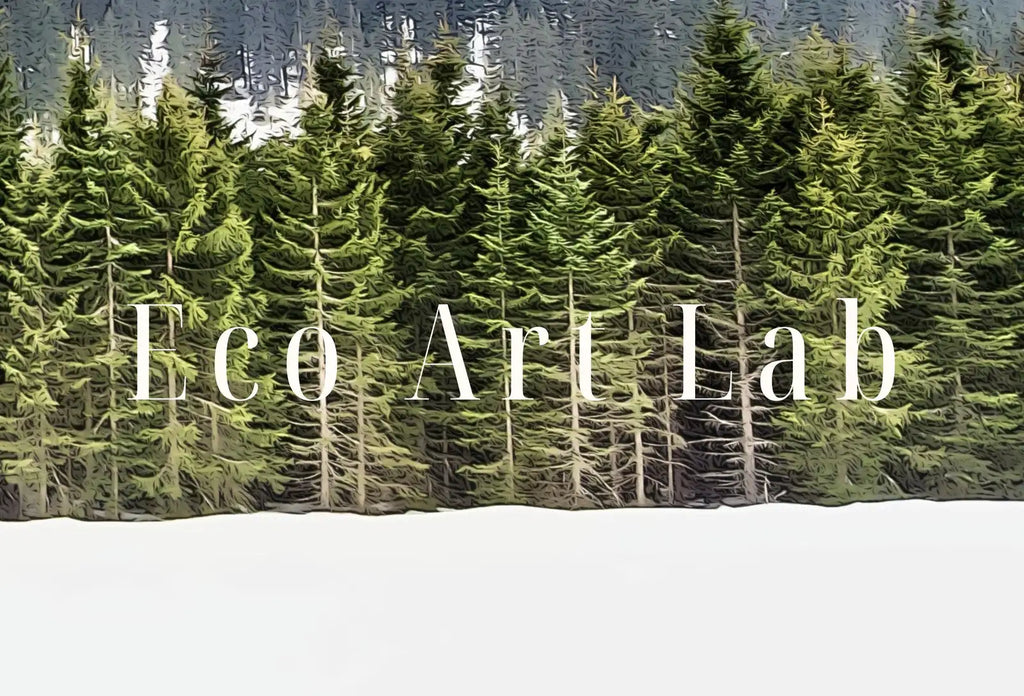 Detail view of artwork from Samsung Frame TV Art 4K Green Forest in Snow Landscape. Digital Painting. Instant Download. Snow Art for Samsung Frame TV. Art for TV. (variation 1)