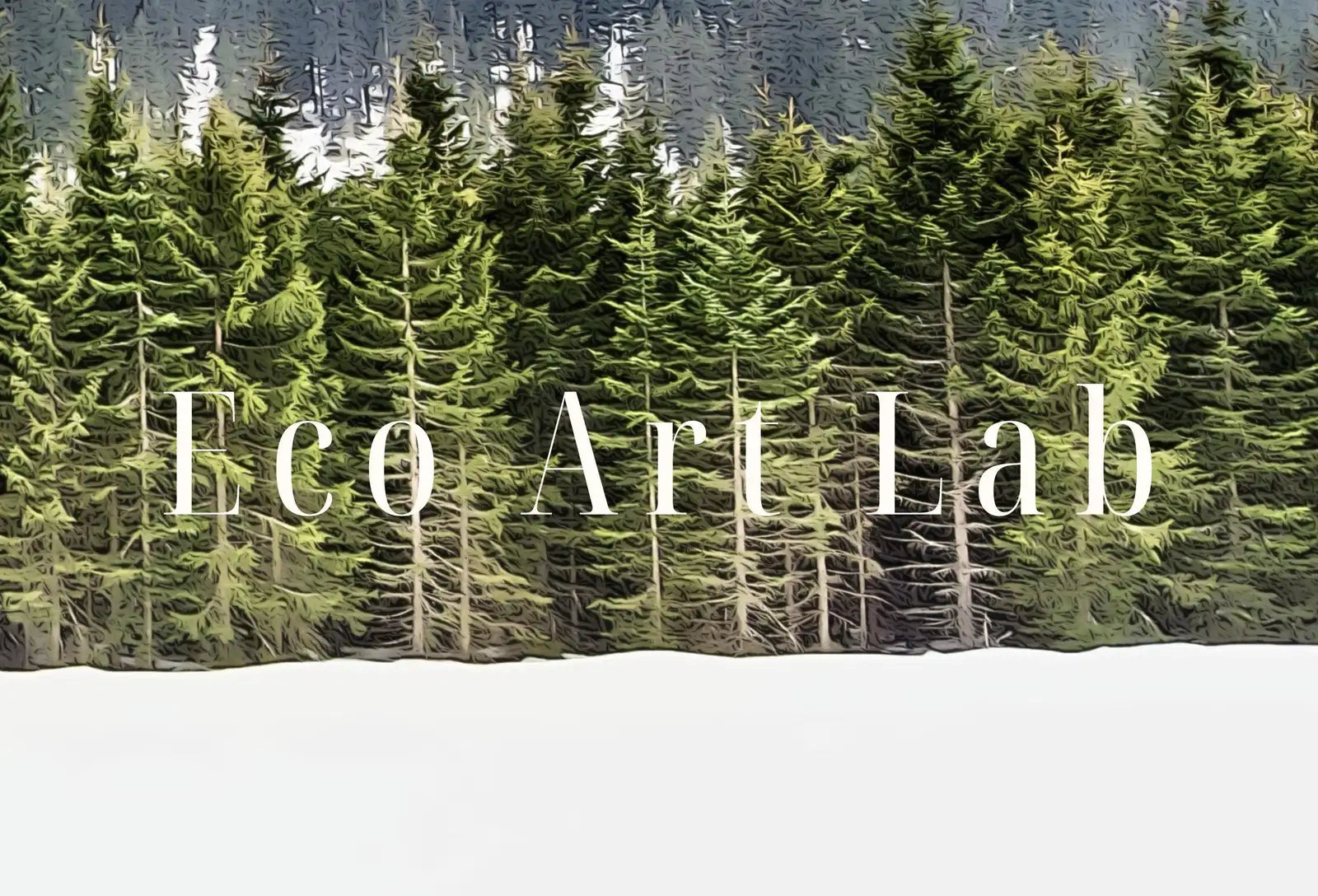 Detail view of artwork from Samsung Frame TV Art 4K Green Forest in Snow Landscape. Digital Painting. Instant Download. Snow Art for Samsung Frame TV. Art for TV. (variation 1)