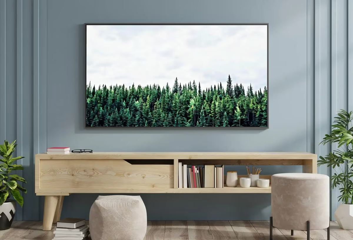 Samsung Frame TV Art 4K Green Forest Landscape Nature Wall Art. Instant Download Forest Photography. Pine Trees Art for Frame TV – Frame TV  Art