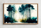 Samsung Frame TV Art 4K Green Forest Landscape Watercolor Digital Painting. Instant Download Forest Art for Samsung Frame TV. Art for TV – Frame TV  Art