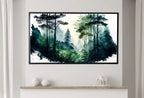 Samsung Frame TV Art 4K Green Forest Landscape Watercolor Digital Painting. Instant Download Forest Art for Samsung Frame TV. Art for TV – Frame TV  Art