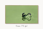 Samsung Frame TV Art 4K Green Frog Sitting in Pond Digital Painting. Instant Download Frog Art for the Samsung Frame TV. Green Art for TV – Frame TV  Art