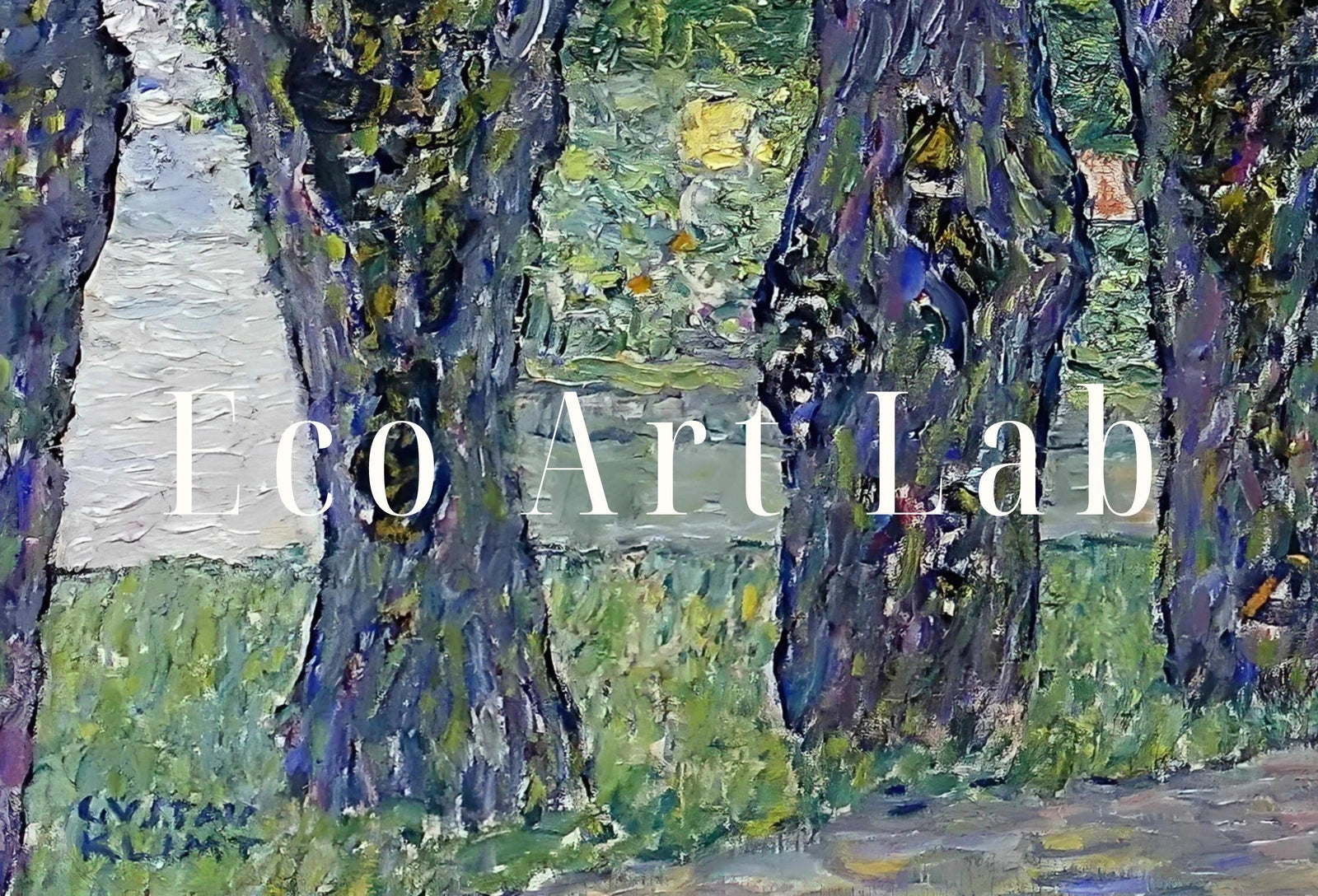 Detail view of artwork from Samsung Frame TV Art 4K Gustav Klimt Avenue in the Park Famous Art Nouveau Painting. Antique Classic Klimt Art for Frame TV. Downloadable. (variation 1)