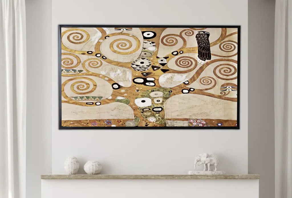 Detail view of artwork from Samsung Frame TV Art 4K Gustav Klimt Famous Tree of Life Vintage Art Nouveau Painting. Instant Download Antique Tree of Life Frame TV Art. (variation 2)