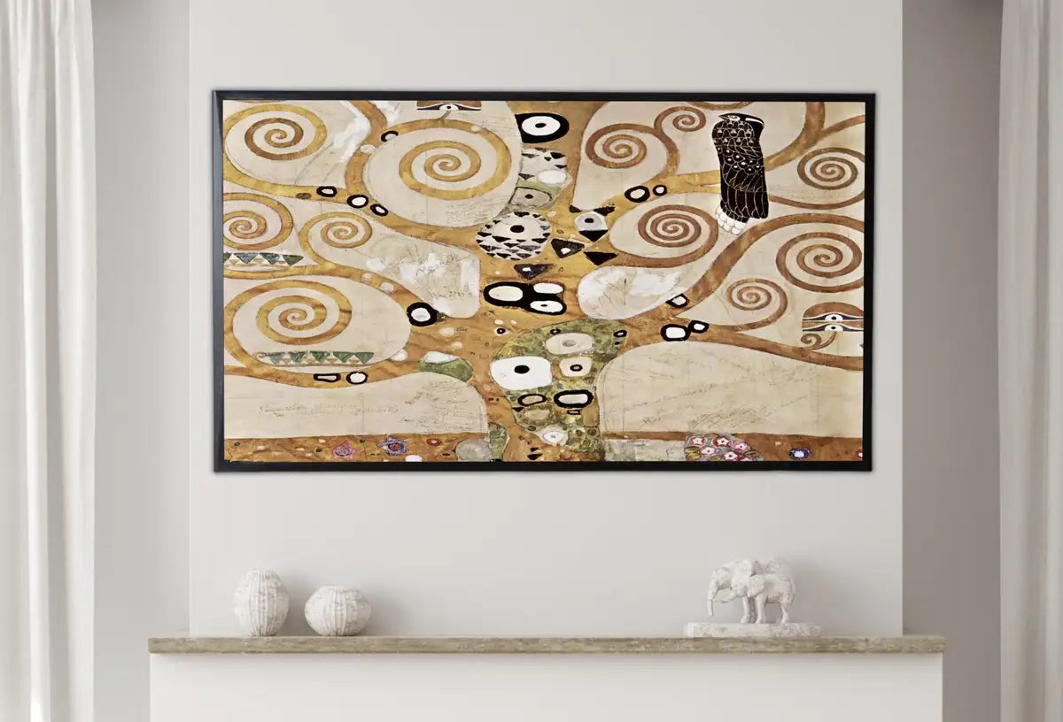 Detail view of artwork from Samsung Frame TV Art 4K Gustav Klimt Famous Tree of Life Vintage Art Nouveau Painting. Instant Download Antique Tree of Life Frame TV Art. (variation 2)