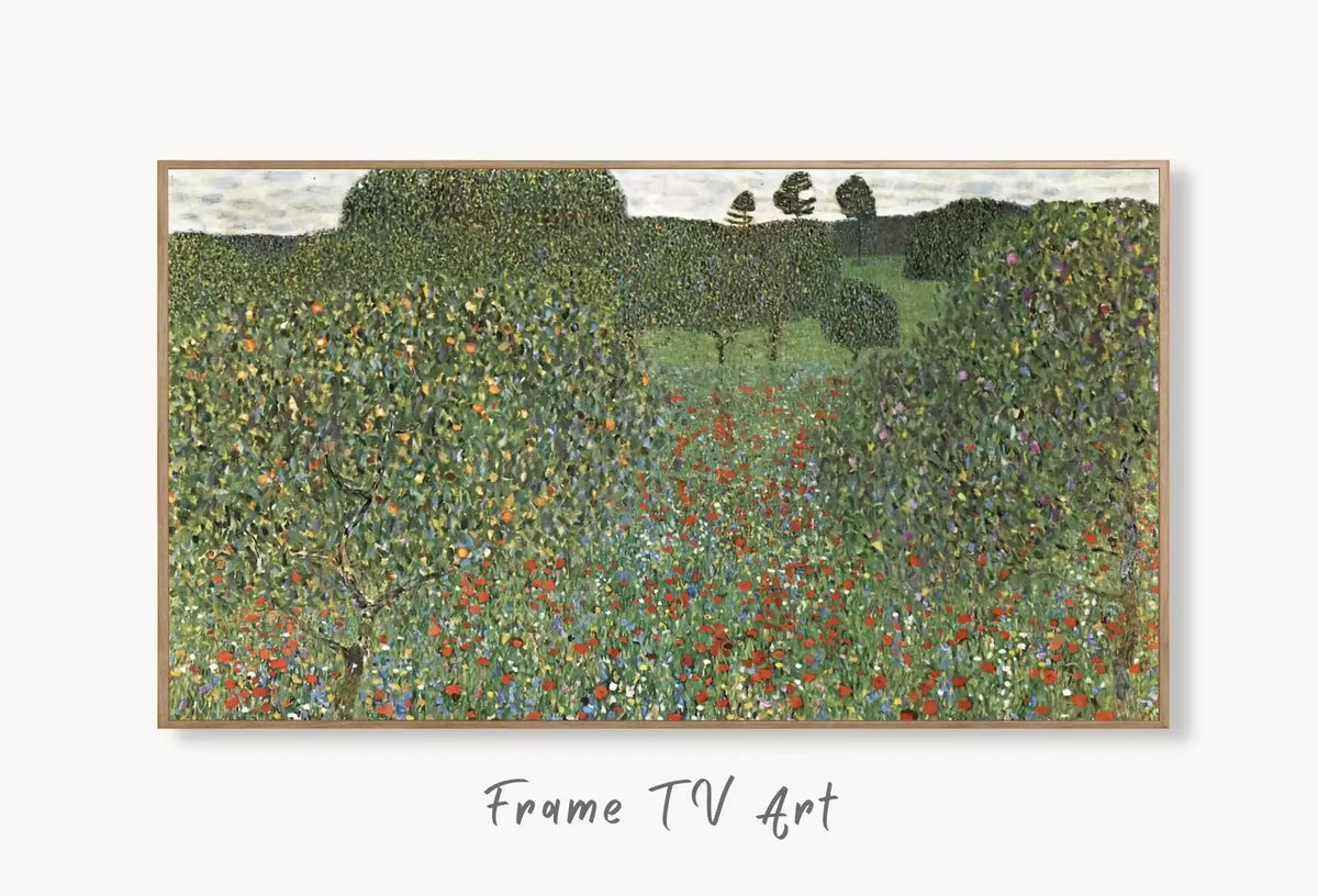 Samsung Frame TV Art 4K Gustav Klimt Flower Field Famous Art Nouveau Painting. Antique Floral Classic Klimt Art for Frame TV. Downloadable – Frame TV  Art