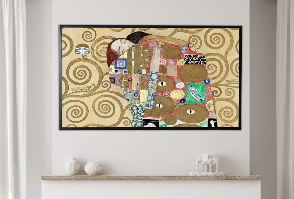 Samsung Frame TV Art 4K Gustav Klimt "Fulfillment" Famous Art Nouveau Painting. Antique Romantic Classic Klimt Art for Frame TV Downloadable – Frame TV Digital Download Art – Digital Download