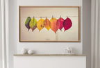 Tableau automnal avec feuilles suspendues : Téléchargement instantané d’une œuvre d’art automnale pour la télévision Frame. Parfait pour une ambiance naturelle.