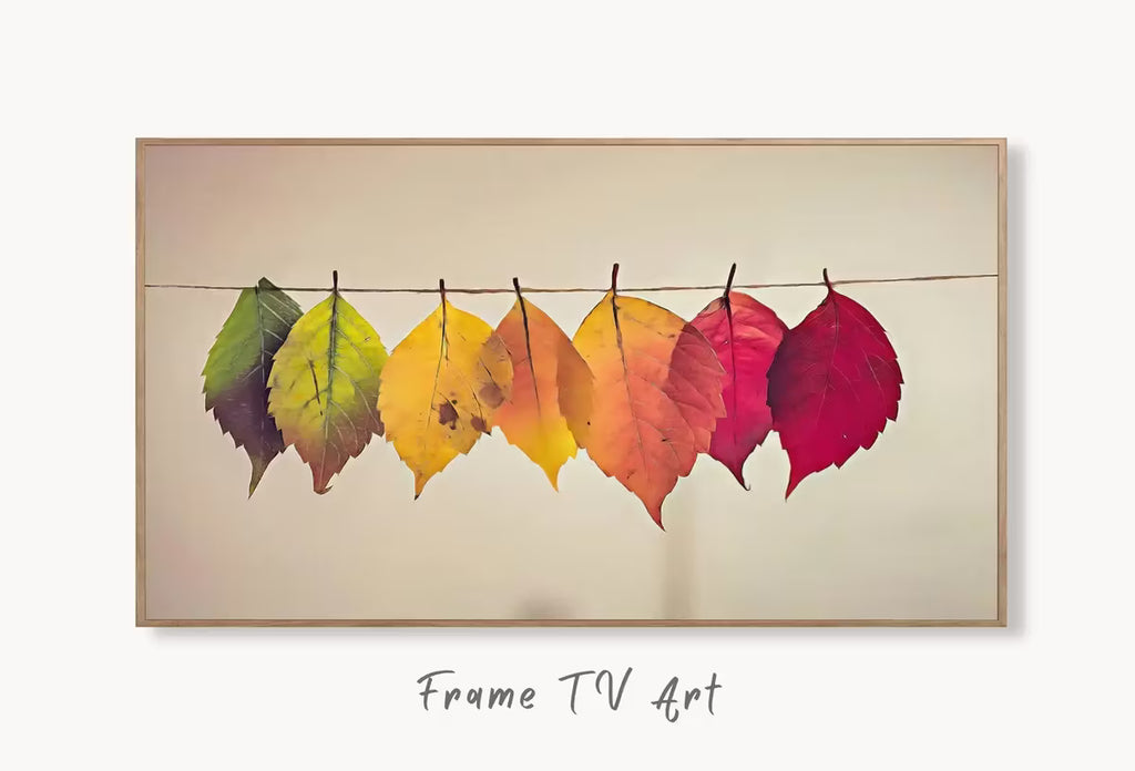 Samsung Frame TV Art 4K Hanging Autumn Leaves Digital Painting. Instant Download Fall Art for the Samsung Frame TV. Nature Art for TV – Frame TV  Art