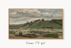 Samsung Frame TV Art 4K hill of Montmartre Famous Painting by Vincent van Gogh. Instant Download van Gogh Art for Frame TV. Vintage Wall Art displayed on Samsung Frame TV on a living room wall.