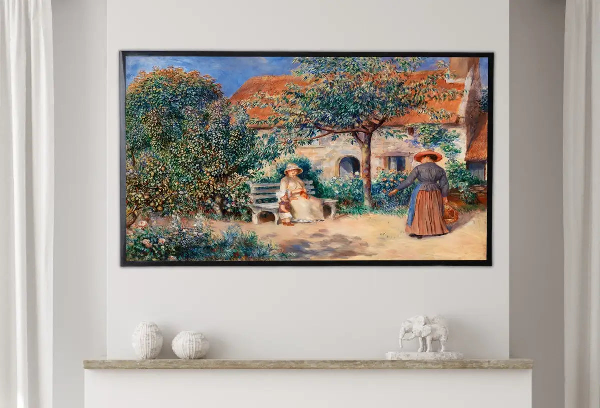 Detail view of artwork from Samsung Frame TV Art 4K In Brittany (En Bretagne) by Auguste Renoir. Famous Antique Oil Painting. Vintage Impressionist Art for Frame TV. (variation 2)