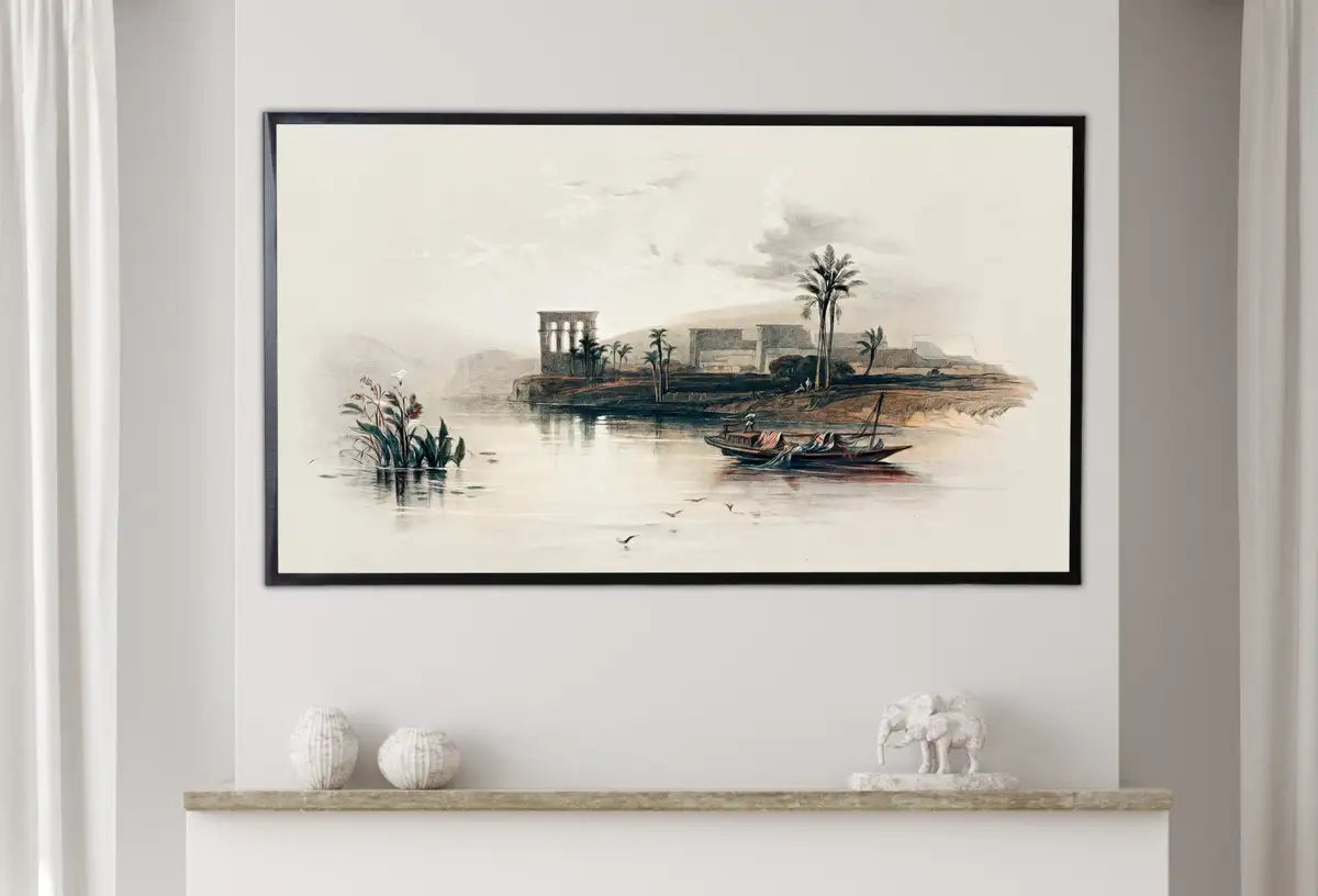 Samsung Frame TV Art 4K Island on the Nile Ancient Egyptian Wall Art. Instant Download Antique Minimalist Vintage Egyptian Art for Frame TV – Frame TV Digital Download Art – Digital Download