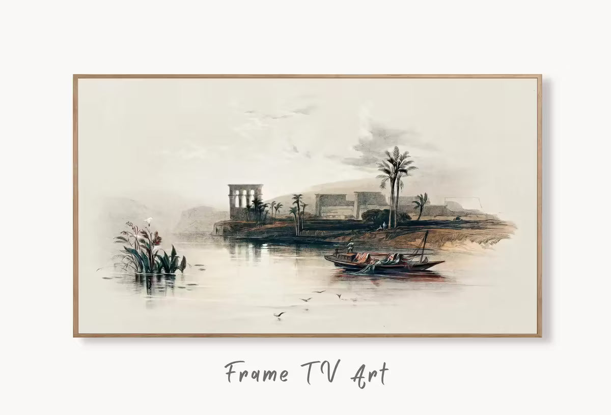 Samsung Frame TV Art 4K Island on the Nile Ancient Egyptian Wall Art. Instant Download Antique Minimalist Vintage Egyptian Art for Frame TV – Frame TV  Art