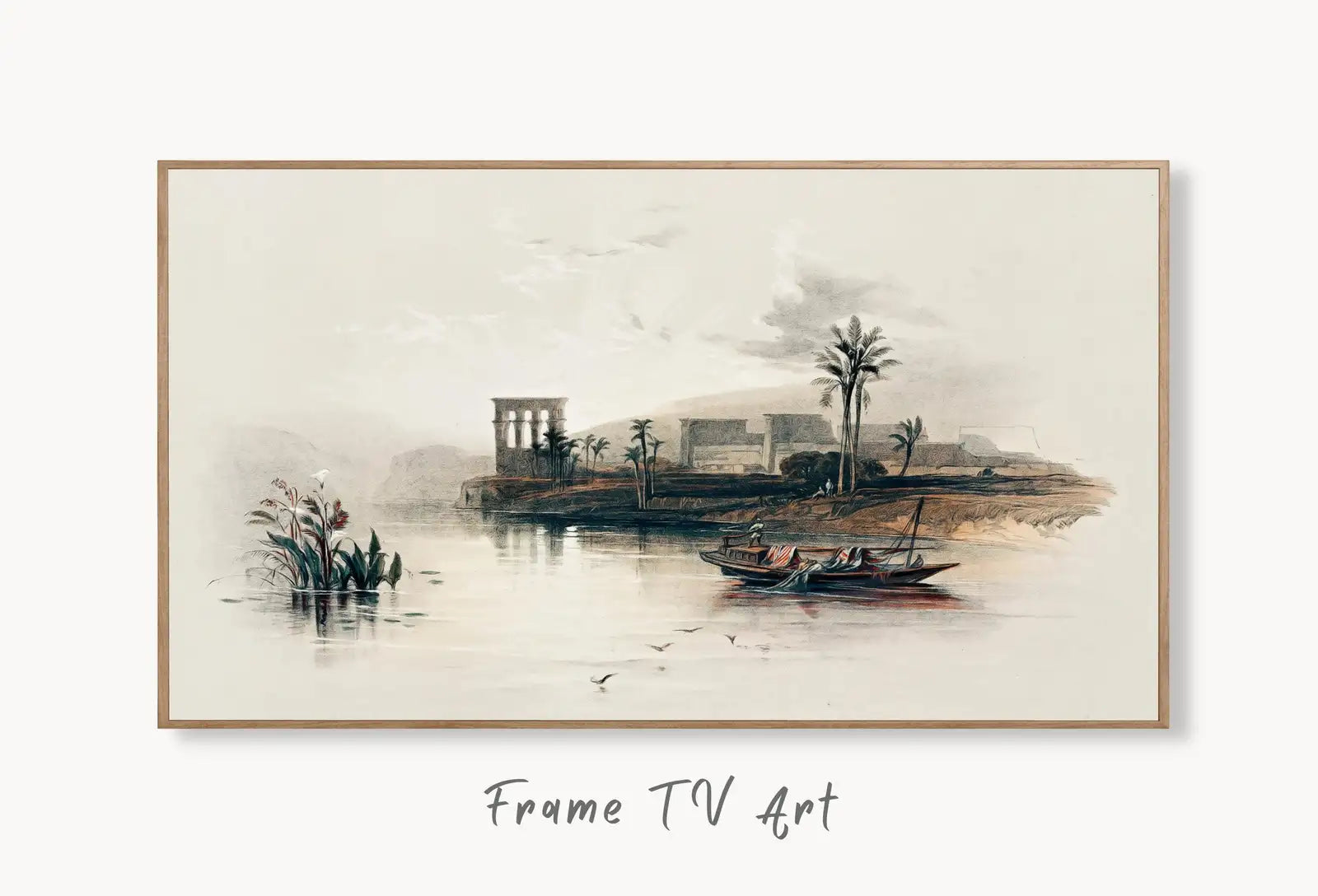 Samsung Frame TV Art 4K Island on the Nile Ancient Egyptian Wall Art. Instant Download Antique Minimalist Vintage Egyptian Art for Frame TV – Frame TV Digital Download Art – Digital Download