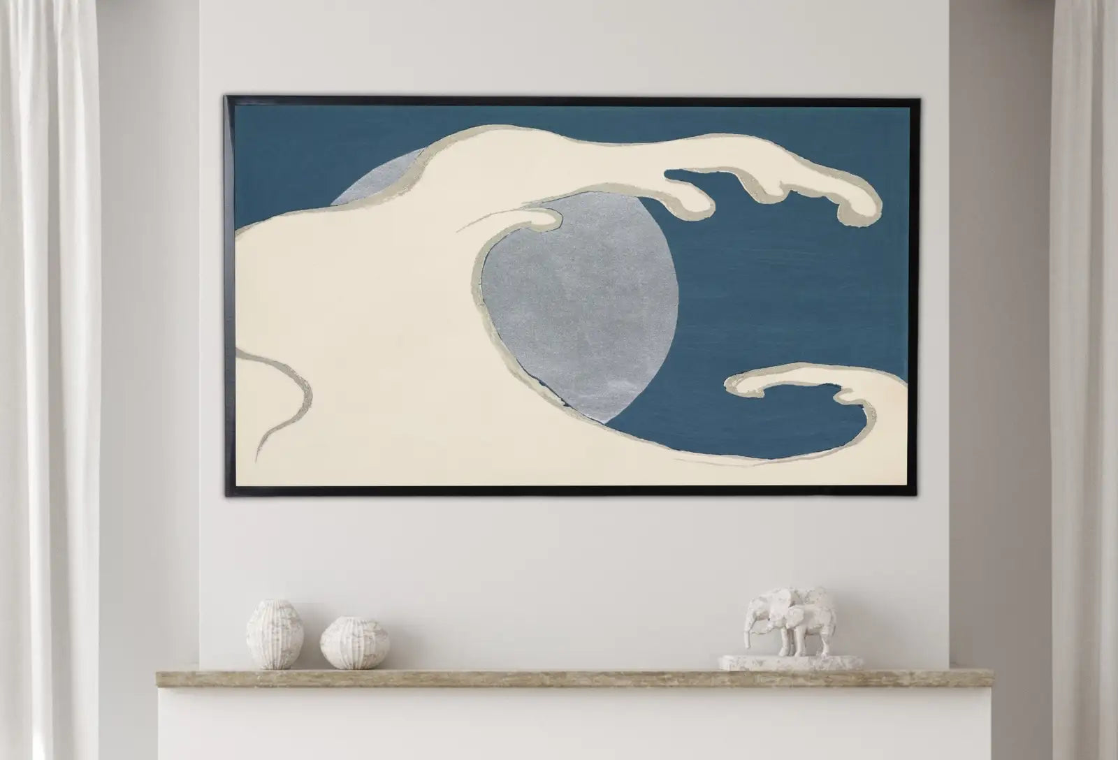 Second included artwork preview from Samsung Frame TV Art 4K Japanese Wave Painting Minimalist Abstract Vintage Japanese Wall Art. Downloadable Antique Japanese Art for Frame TV featuring various scenes.