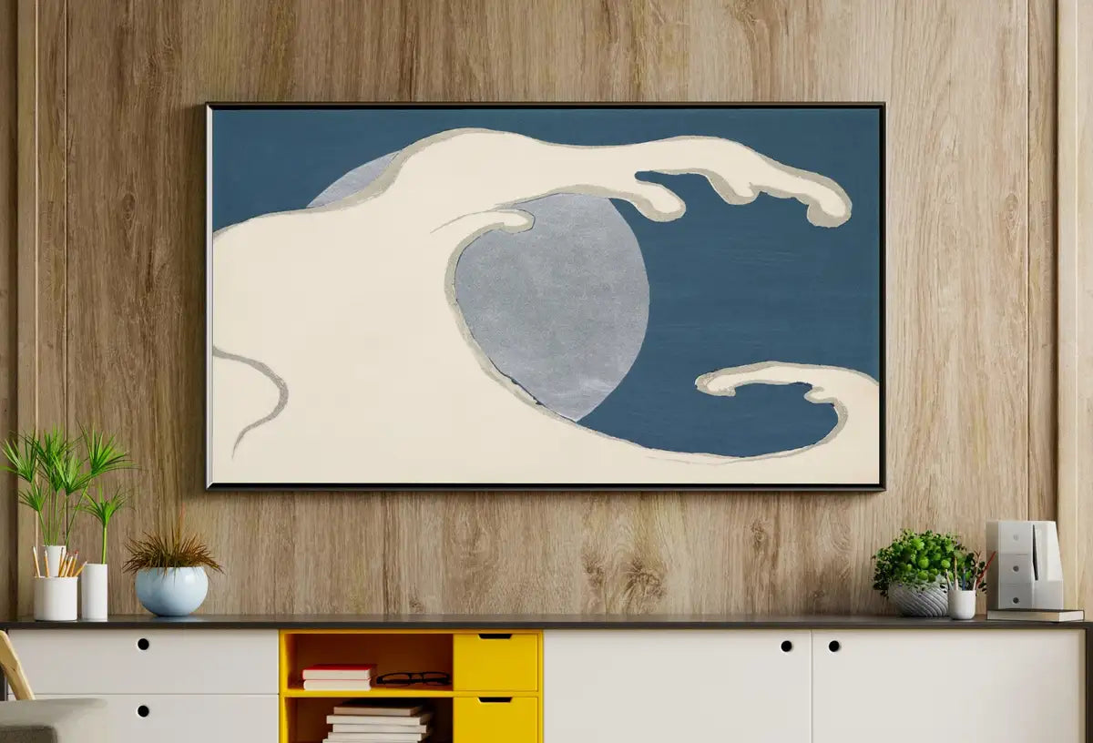 Detail view of artwork from Samsung Frame TV Art 4K Japanese Wave Painting Minimalist Abstract Vintage Japanese Wall Art. Downloadable Antique Japanese Art for Frame TV. (variation 2)