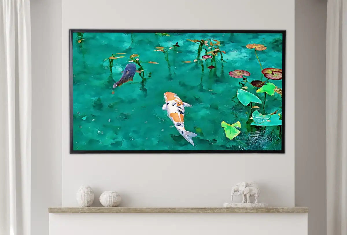 Samsung Frame TV Art 4k Koi Fish in Pond Digital Painting. Japanese Koi Zen Art TV Digital Download for Samsung Frame, Frame TV Art – Frame TV Digital Download Art – Digital Download