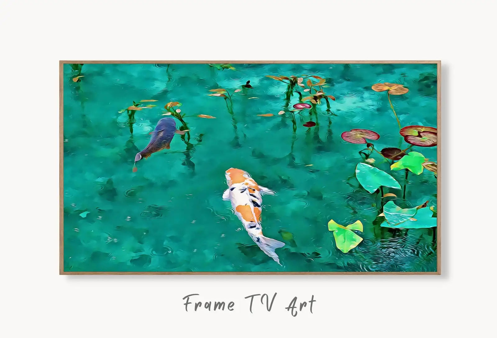 Samsung Frame TV Art 4k Koi Fish in Pond Digital Painting. Japanese Koi Zen Art TV Digital Download for Samsung Frame, Frame TV Art – Frame TV Digital Download Art – Digital Download