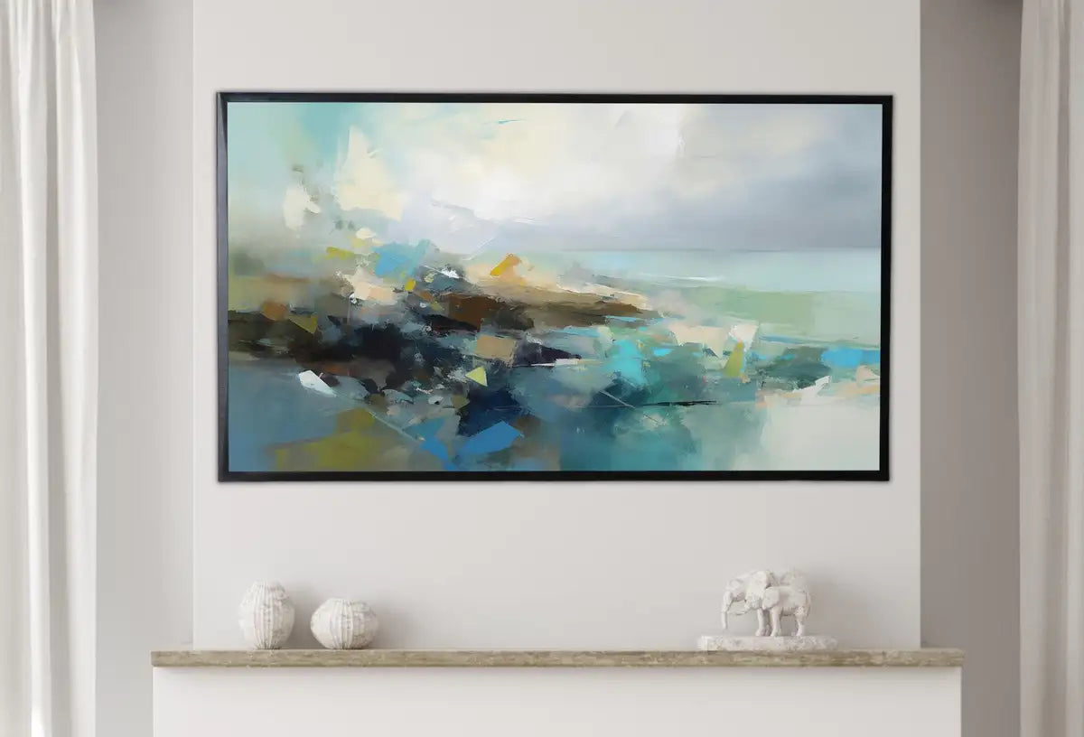 Detail view of artwork from Samsung Frame TV Art 4K Minimalist Abstract Painting. Muted Wall Decor. Instant Download. Neutral Art for the Frame TV. Abstract Art for TV. (variation 2)