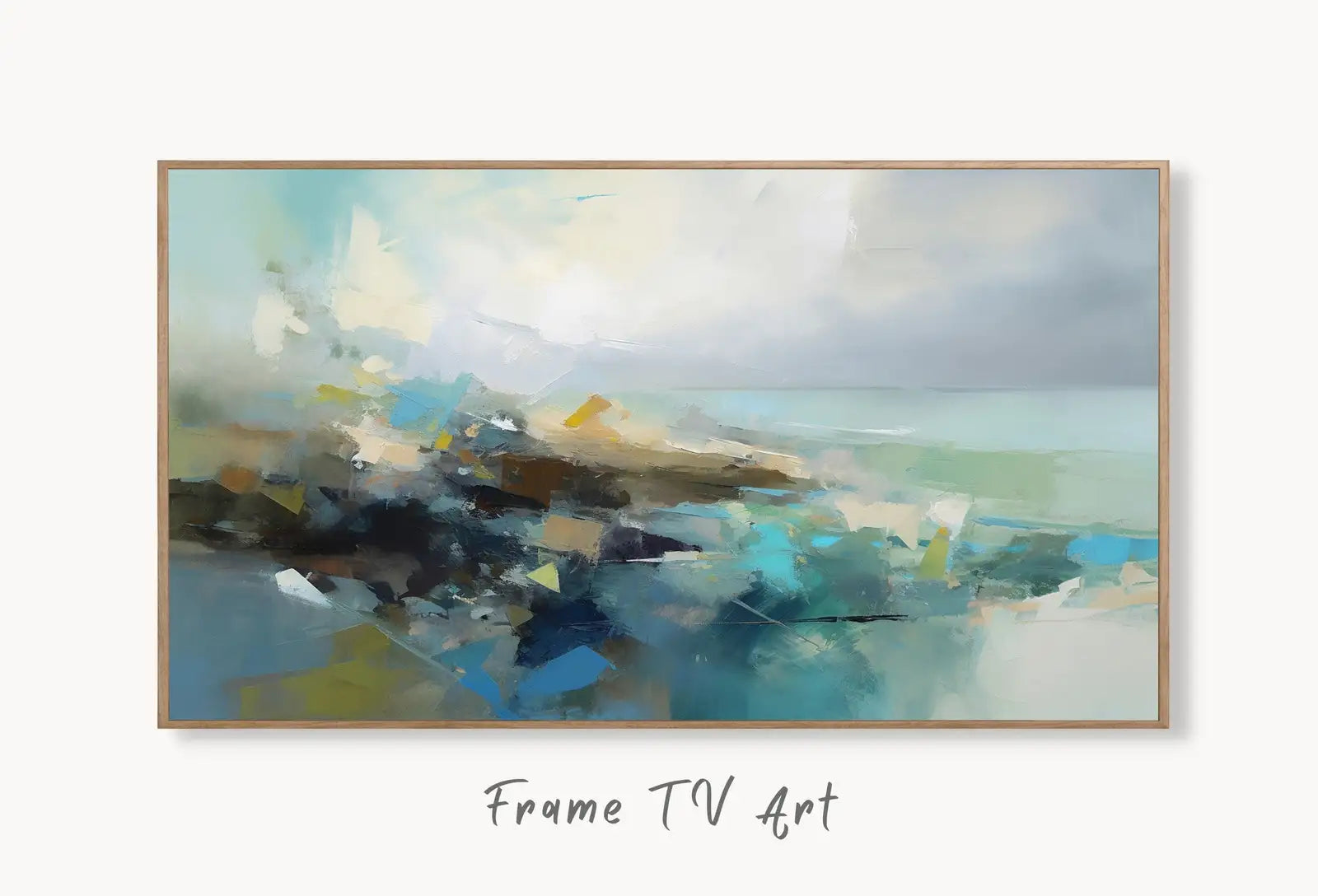 Samsung Frame TV Art 4K Minimalist Abstract Painting. Muted Wall Decor. Instant Download. Neutral Art for the Frame TV. Abstract Art for TV displayed on Samsung Frame TV on a living room wall.