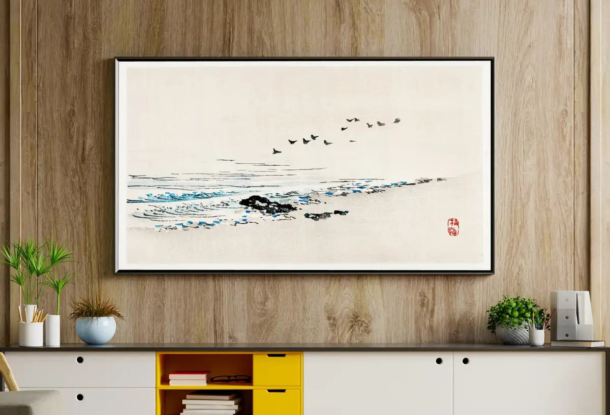 Detail view of artwork from Samsung Frame TV Art 4K Minimalist Beach Vintage Japanese Wall Art. Instant Download Antique Japanese Art for the Frame TV. Vintage Wall Art. (variation 2)