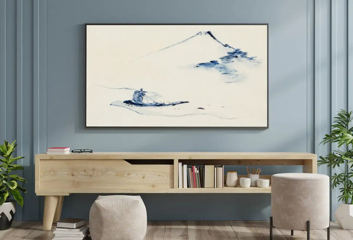 Detail view of artwork from Samsung Frame TV Art 4K Minimalist Mount Fuji Landscape Vintage Japanese Wall Art. Instant Download Antique Japanese Art for the Frame TV.. (variation 2)