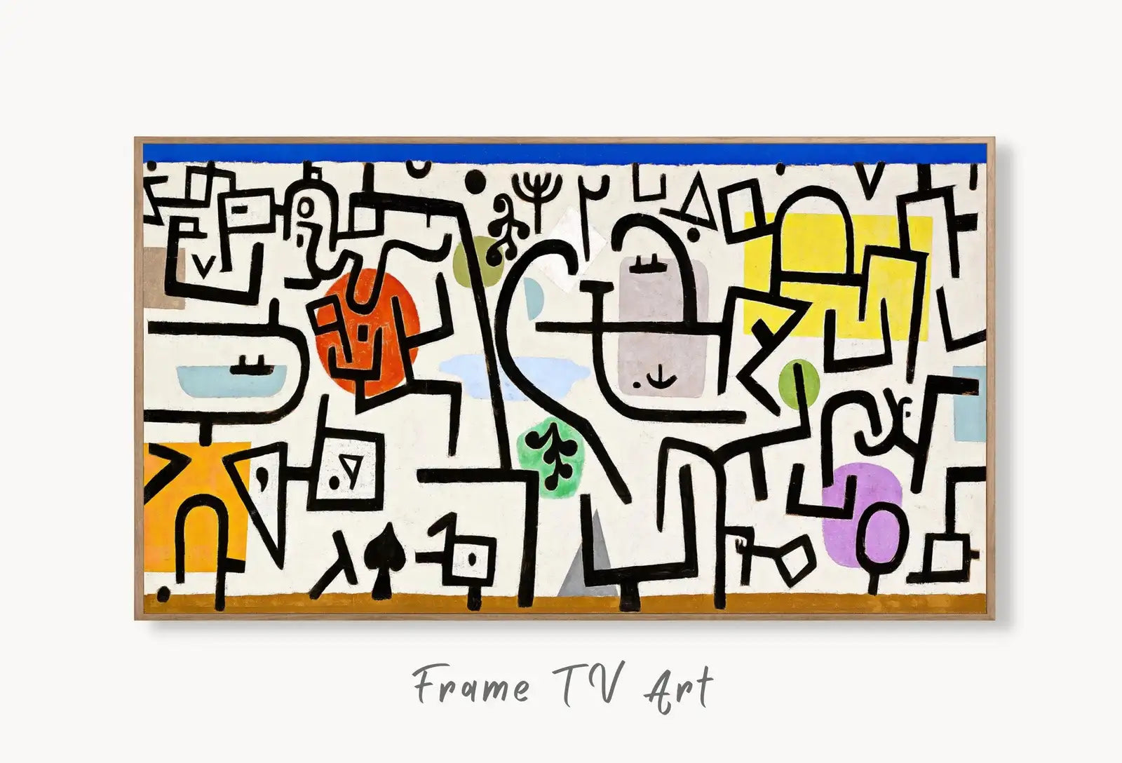 Samsung Frame TV Art 4K Minimalist Paul Klee Abstract Painting. Instant Download Vintage Famous Abstract Painting Paul Klee Art for Frame TV displayed on Samsung Frame TV on a living room wall.