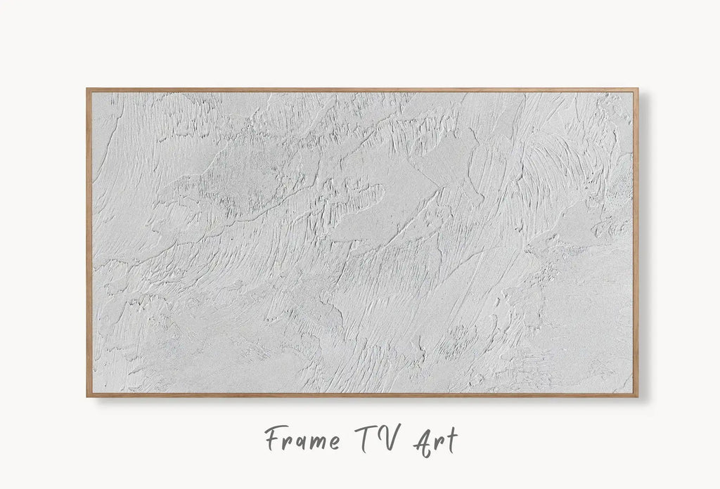 Samsung Frame TV Art 4K Modern Wall Texture Abstract Painting. Neutral Minimal Abstract Art. Instant Download Art for TV. displayed on Samsung Frame TV on a living room wall.