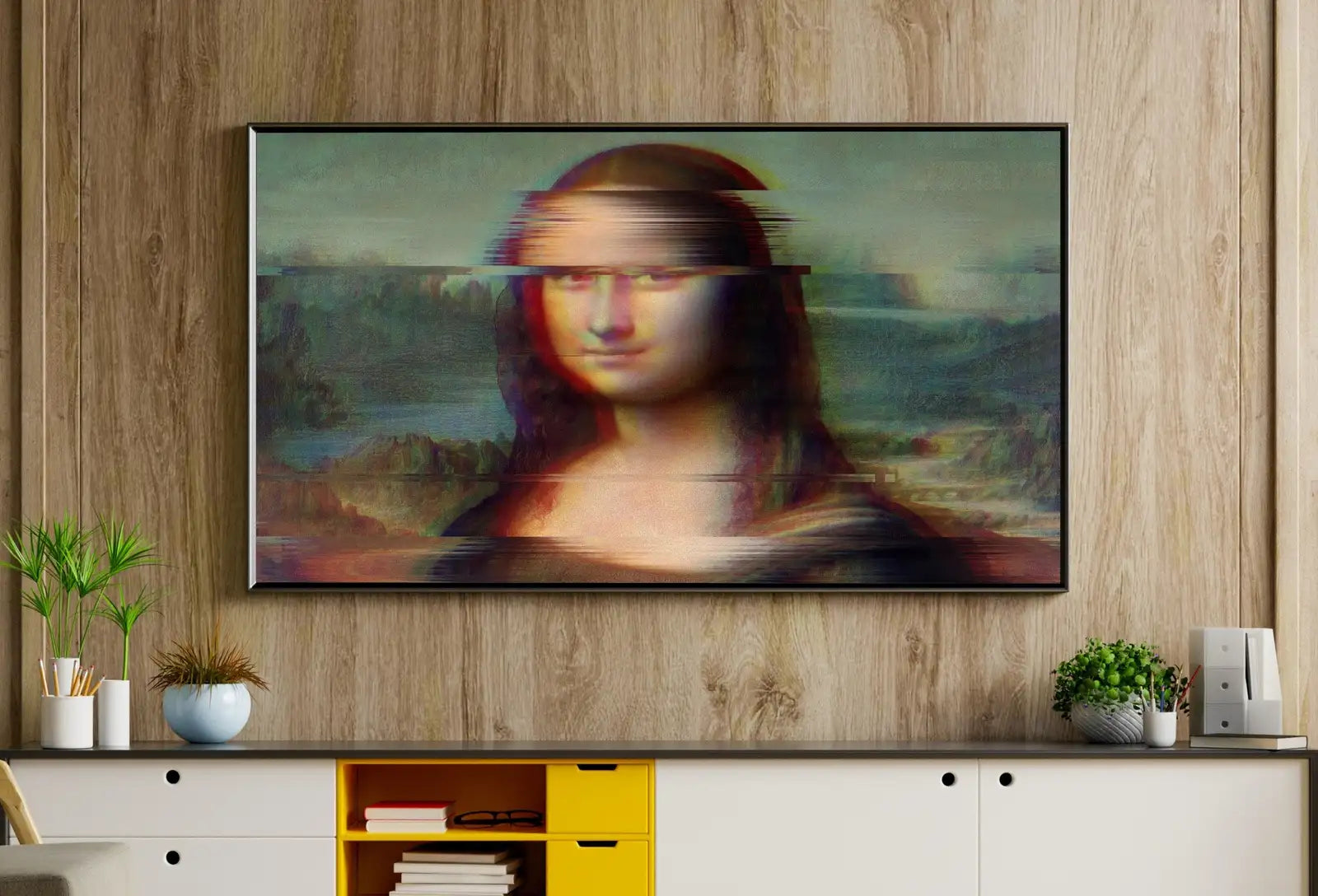 Second included artwork preview from Samsung Frame TV Art 4K Mona Lisa Altered Classic Painting. Glitch Art for Frame TV. Altered Vintage Home Decor. TV Art featuring various scenes.