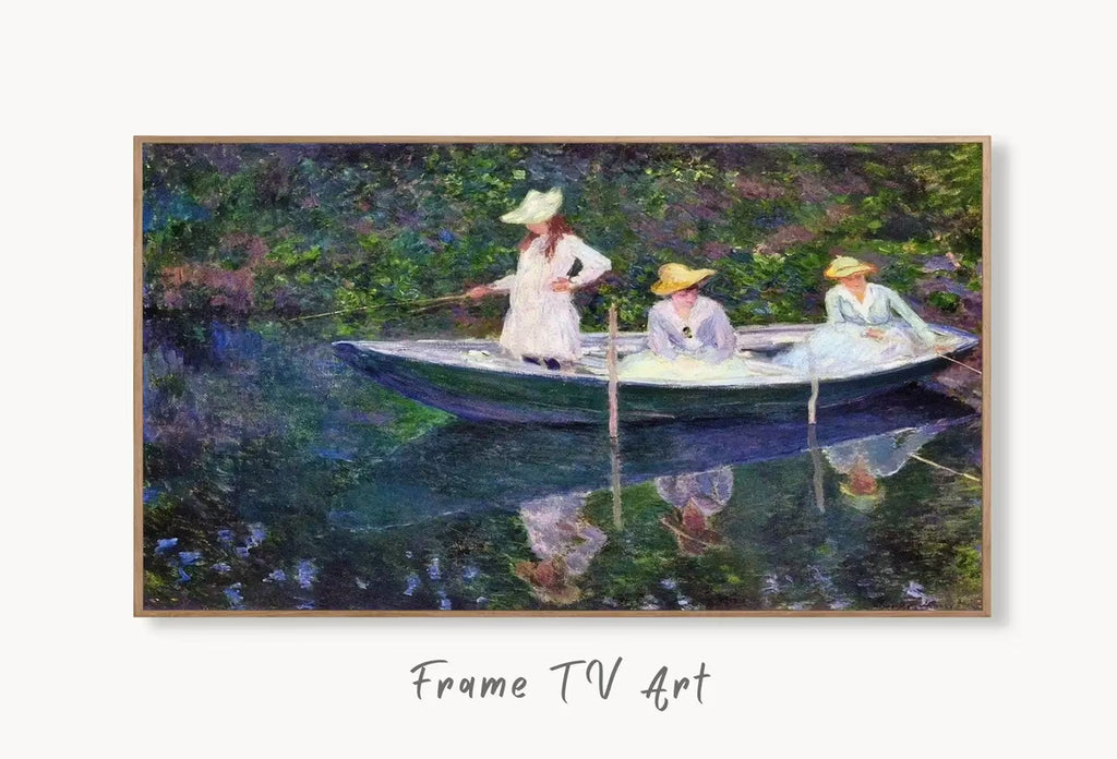 Samsung Frame TV Art 4K Monet Boat in Giverny Famous Painting. Instant Download. Vintage Art for Samsung Frame TV. Claude Monet Art for TV – Frame TV  Art