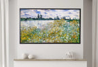 Detail view of artwork from Samsung Frame TV Art 4K Monet Flowers on The Seine Famous Painting. Instant Download Vintage Art for Samsung Frame TV. Claude Monet TV Art. (variation 2)