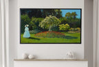 Detail view of artwork from Samsung Frame TV Art 4K Monet Lady in The Garden Famous Painting. Instant Download Vintage Art for Samsung Frame TV. Claude Monet Art for TV. (variation 1)