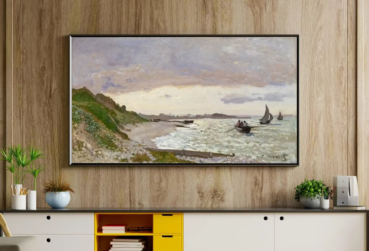 Samsung Frame TV Art 4K Monet Seashore Famous Painting. Instant Download. Vintage Art for the Samsung Frame TV. Claude Monet Art for TV – Frame TV  Art