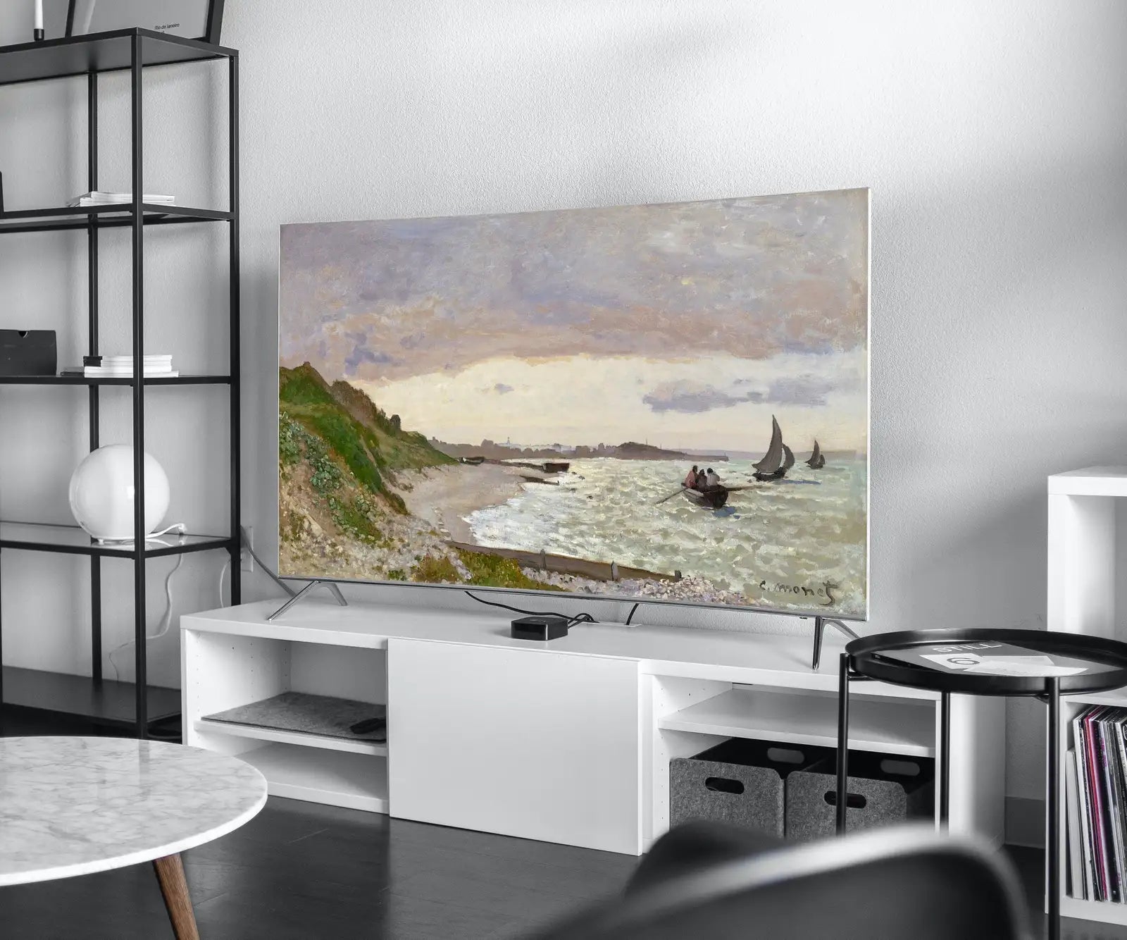 Detail view of artwork from Samsung Frame TV Art 4K Monet Seashore Famous Painting. Instant Download. Vintage Art for the Samsung Frame TV. Claude Monet Art for TV. (variation 7)