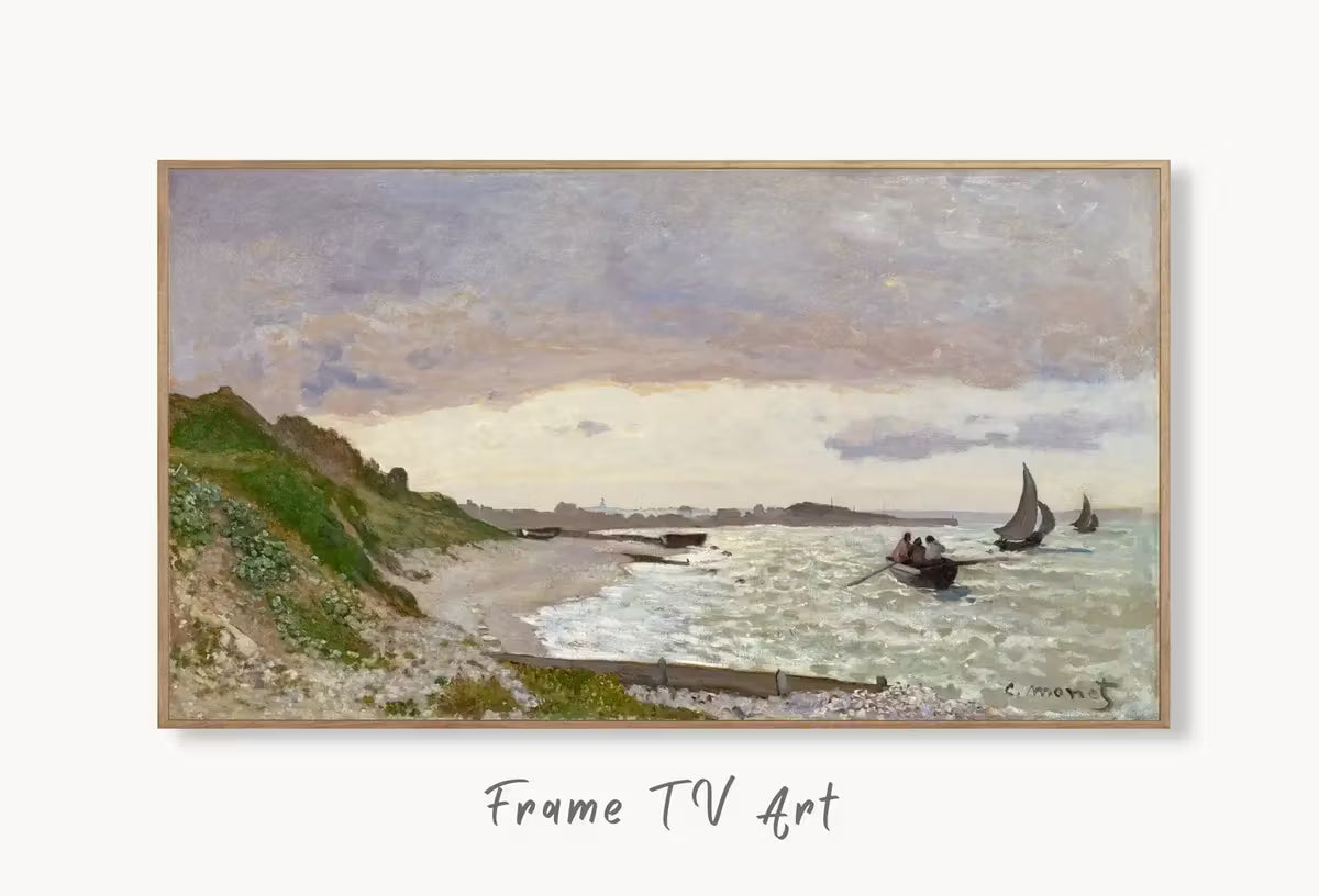Samsung Frame TV Art 4K Monet Seashore Famous Painting. Instant Download. Vintage Art for the Samsung Frame TV. Claude Monet Art for TV – Frame TV  Art