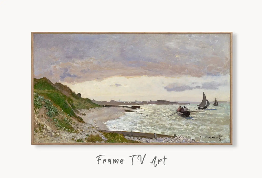 Collage of artworks from Samsung Frame TV Art 4K Monet Seashore Famous Painting. Instant Download. Vintage Art for the Samsung Frame TV. Claude Monet Art for TV Frame TV Art Collection – digital download set.
