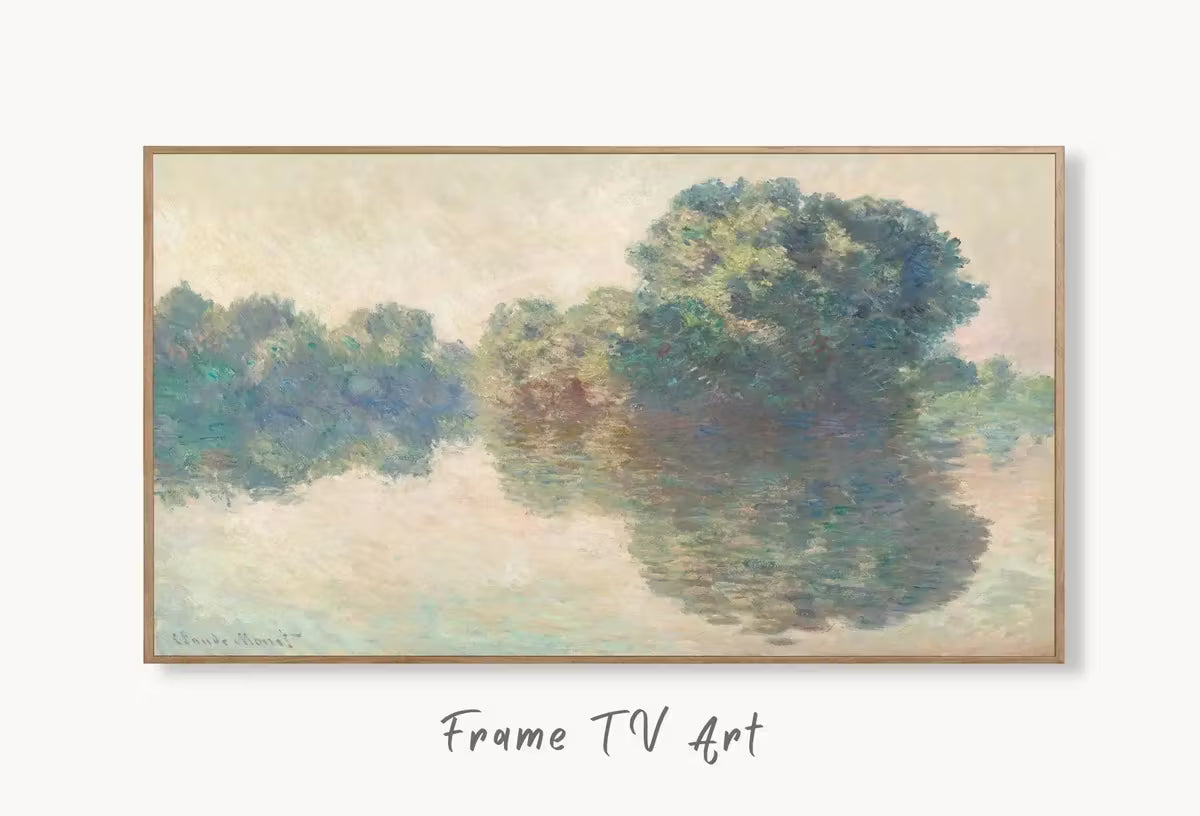 Samsung Frame TV Art 4K Monet Seine at Giverny Famous Painting. Instant Download Vintage Art for Samsung Frame TV. Claude Monet Art for TV – Frame TV  Art