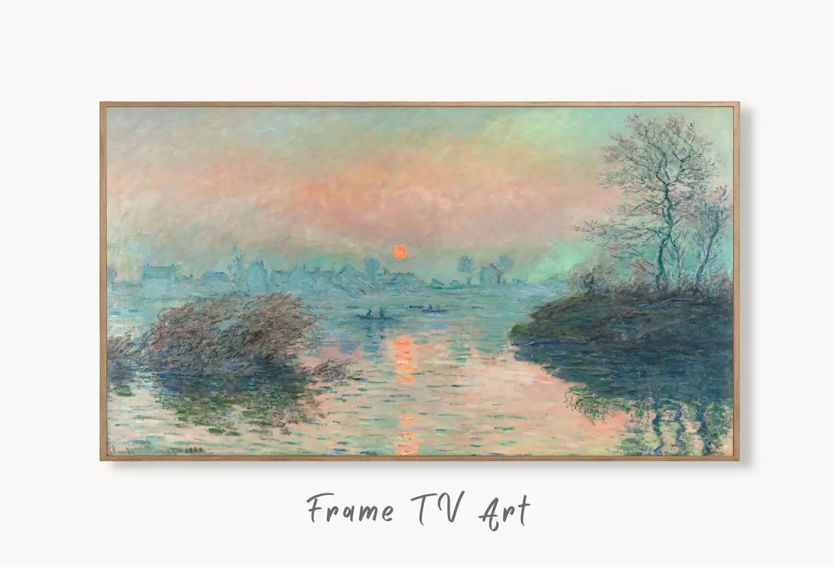 Samsung Frame TV Art 4K Monet Sunset on the Seine Famous Painting. Instant Download Vintage Art for Samsung Frame TV. Claude Monet TV Art – Frame TV Art Set